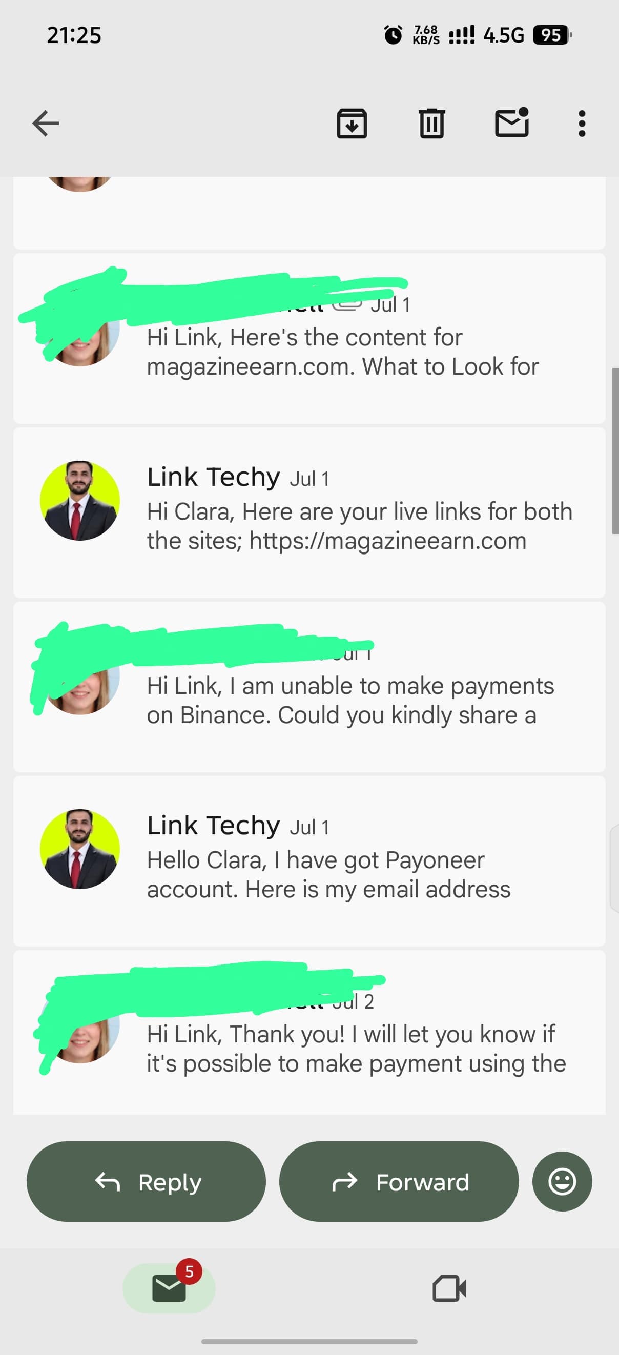 Real LinkTechy client feedback screenshot 5