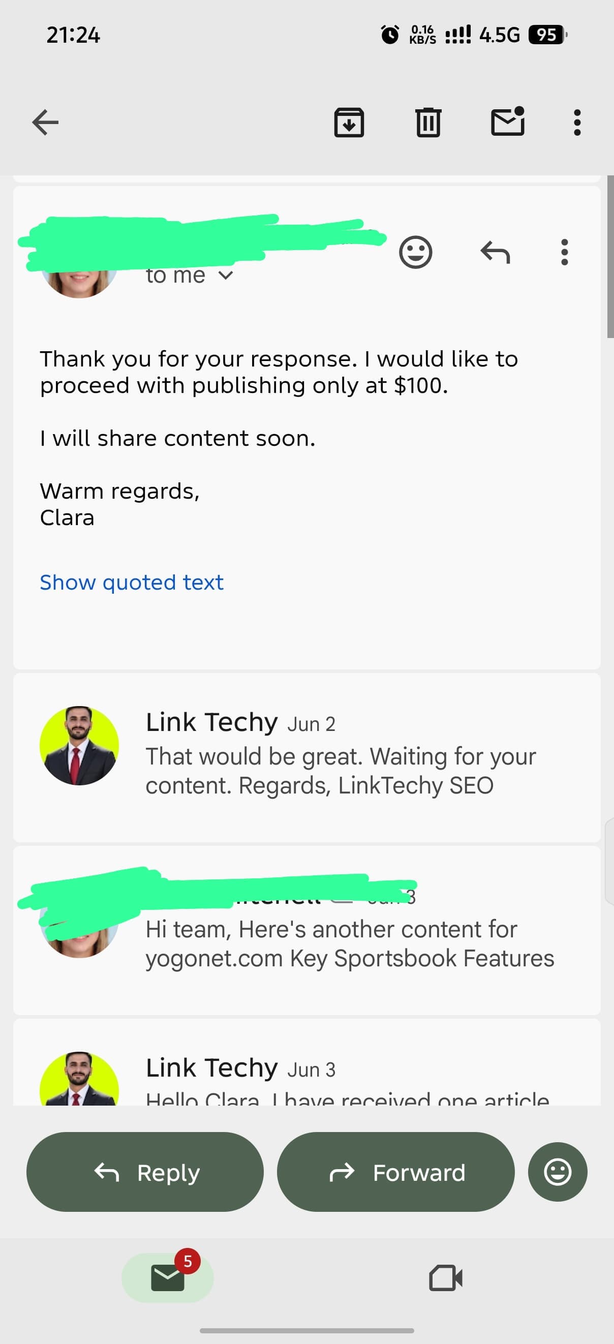 Real LinkTechy client feedback screenshot 6