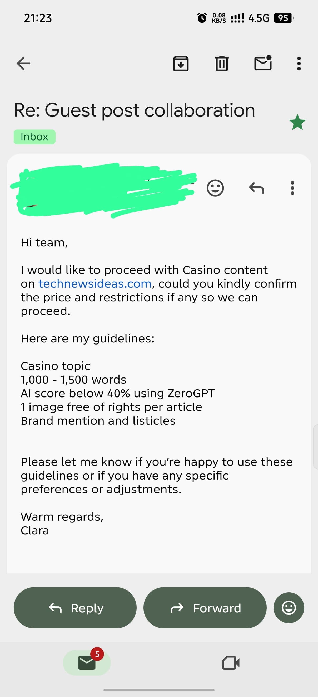 Real LinkTechy client feedback screenshot 7